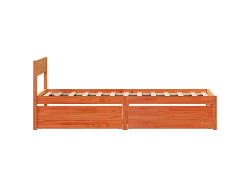  Lit simple- lit adulte -  cadre de lit sans matelas  marron 100x200cm bois pin massif  - Conforama D