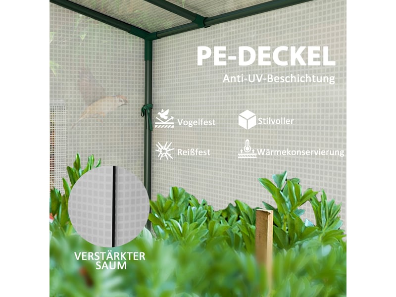 Serre de jardin en film - dimensions - protection uv - portes et fenêtres enroulables - structure en acier 200x76x170cm - Conforama E