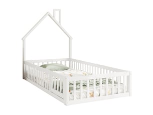 Lit simple 90x200 cm BEAOK coloris blanc