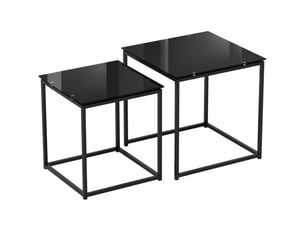 Table basse 2 pièces en acier et verre avec design empilable pour salon et séjour, finition noire moderne au quotidien