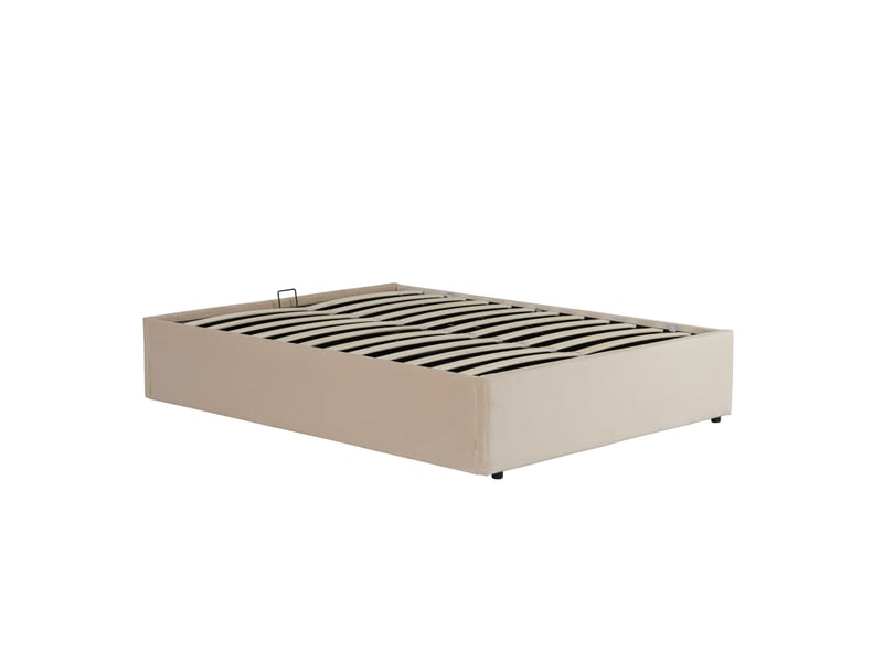  Lit coffre 140x190 velours écru terre de nuit  - Conforama C