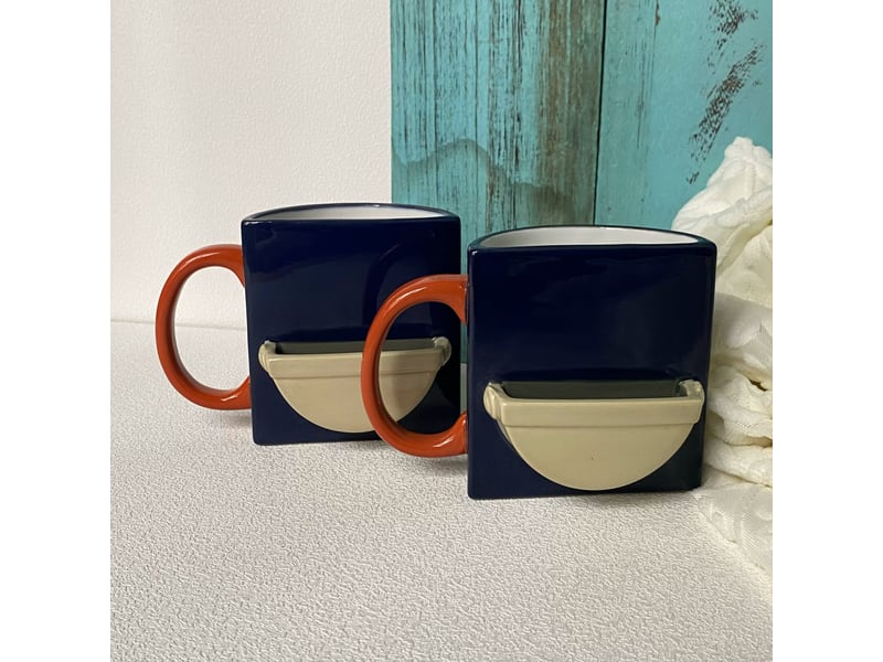  Mug en céramique, motif poche, bleu, 270 ml  - Conforama B
