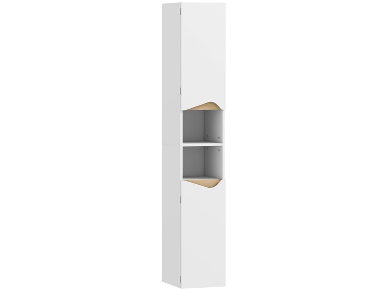  Meuble colonne salle de bain étroit, 2 portes, compartiments ouverts, 30 x 34,6 x 180,5 cm, étagères réglables, blanc  - Conforama B