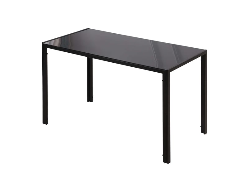 Table à manger pour 4 personnes, table de cuisine avec plateau en verre trempé et pieds en métal, 120x60x75cm, noir - Conforama B