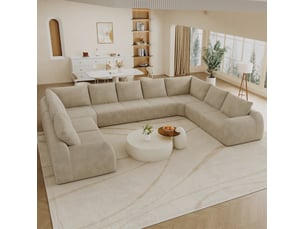 Canapé panoramique en u 9 places en chenille avec mousse haute élasticité, sans montage, pour salon, khaki