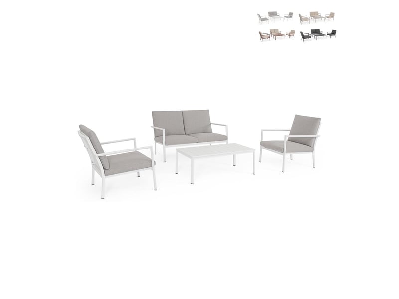  Salon de jardin moderne chaises canapé table basse en aluminium konnor - blanc  - Conforama A