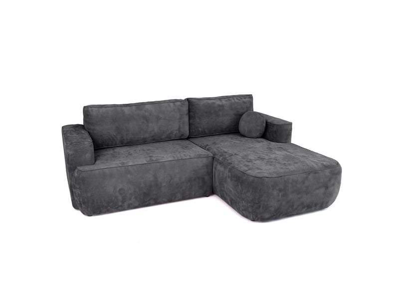 Canapé d'angle moon mini avec fonction couchage, tissu flow, droite, anthracite (21)  - Conforama A