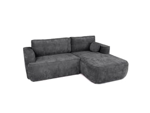 Canapé d'angle droit convertible   4 places Tissu gris avec coffre de rangement
