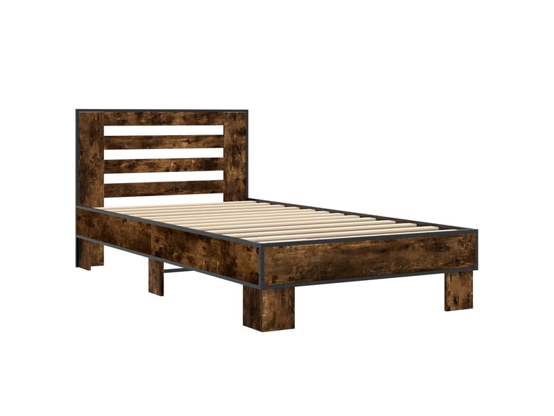  Lit simple- lit adulte -  cadre de lit avec tête de lit chêne fumé 80 x 200 cm  - Conforama B