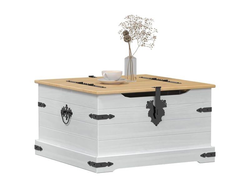 Boîte de rangement avec étagère blanc 78x78x45 cm pin massif - Conforama C
