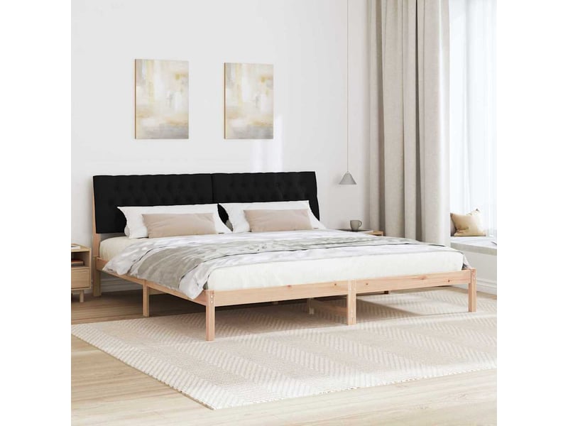 Lit double- lit adulte - cadre de lit avec tête de lit rembourrée marron 200 x 200 cm - Conforama C