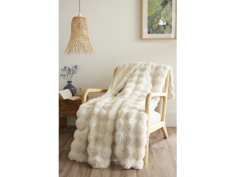  Plaid 125 x 150 cm polyester fausse fourrure astra ivoire 15691 - Conforama B