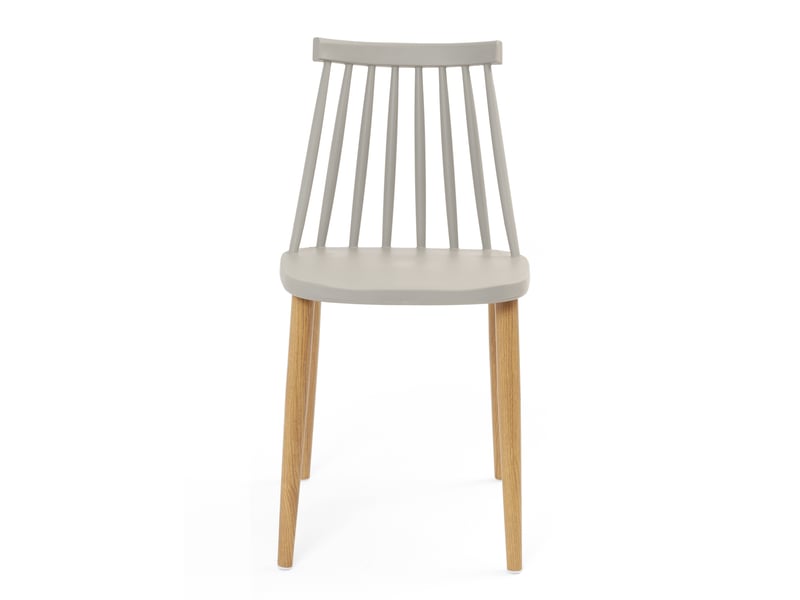  Lot de 2 chaises bistrot scandinaves bao grises à barreaux avec pieds métal décor bois  - Conforama D