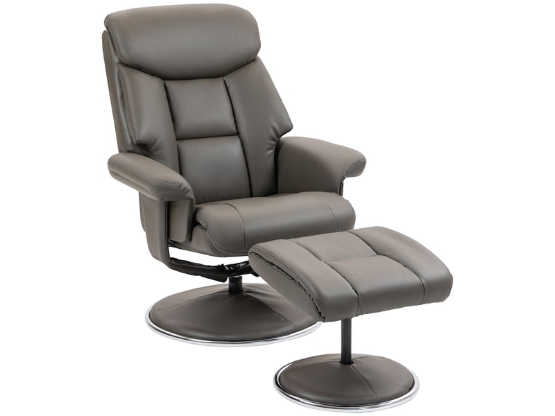  Fauteuil inclinable avec repose-pieds, dossier réglable, similicuir, jusqu'à 150 kg, gris  - Conforama B