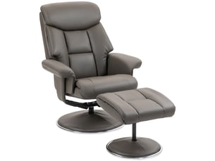 Fauteuil inclinable avec repose-pieds, dossier réglable, similicuir, jusqu'à 150 kg, gris