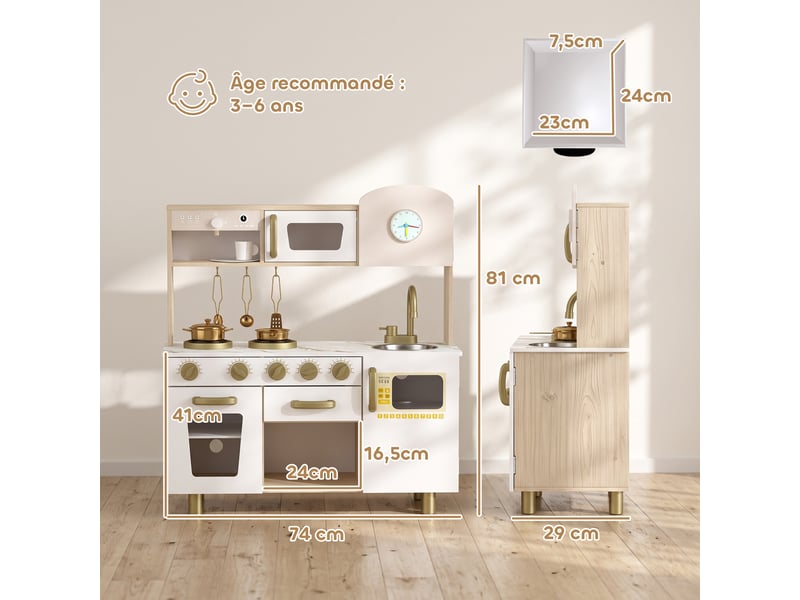  Cuisine enfant bois design rétro équipement et accessoires multiples  - Conforama C