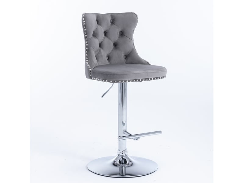 Tabouret de bar pivotant réglable avec dossier velours gris cravdom - Conforama A