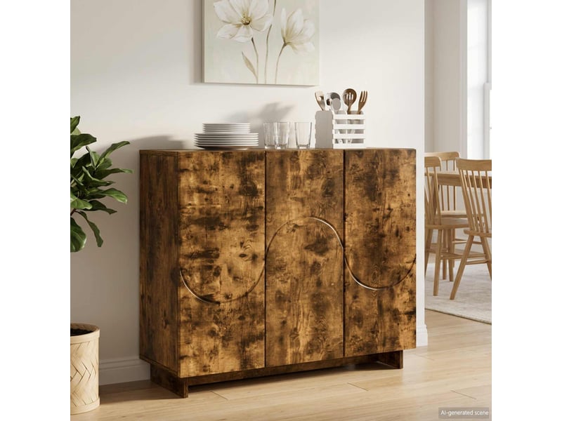Buffet salon, buffet de rangement chêne fumé 85,5x31x75 cm bois d'ingénierie shl85275 - Conforama B