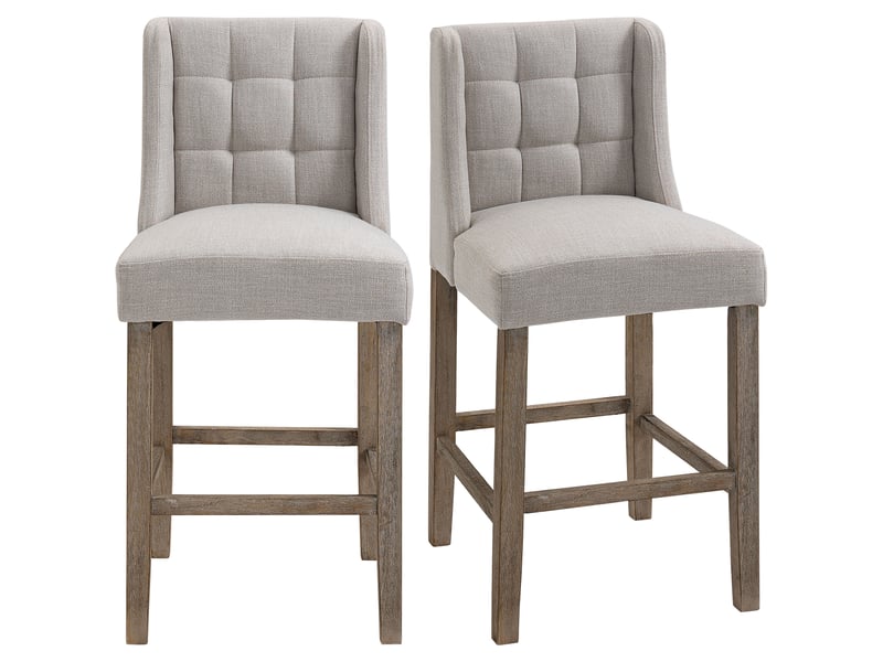 Tabourets de bar lot de 2 avec dossier - lpospi - repose-pieds, polyester, cuisine - beige 47 × 50 × 101 cm - Conforama A