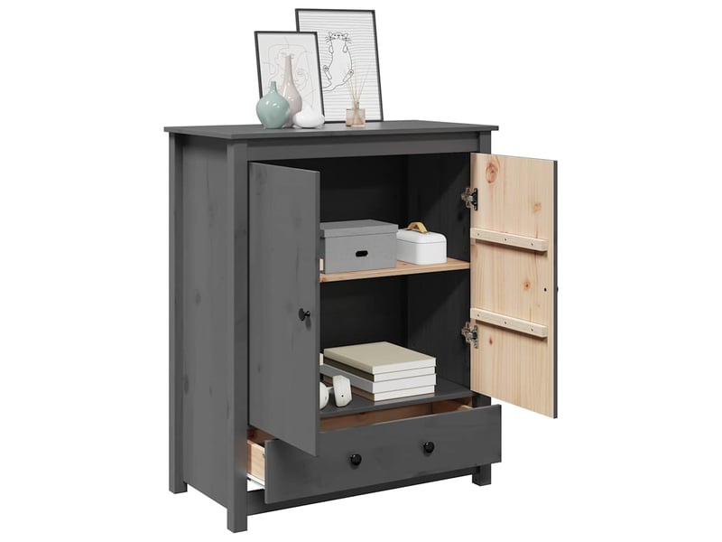 Buffet - bahut - meuble de rangement gris 83x41,5x100 cm bois massif de pin  - Conforama D
