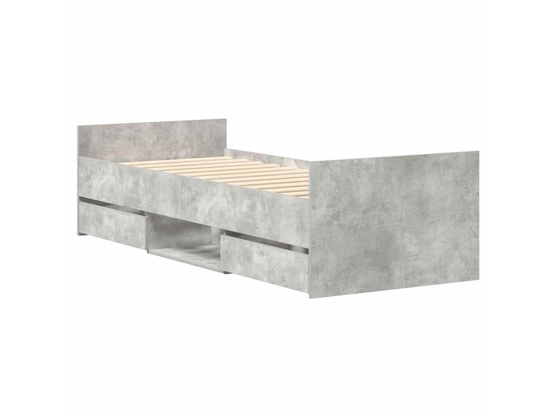  Lit simple- lit adulte -  cadre de lit sans matelas gris béton 100x200 cm  - Conforama B