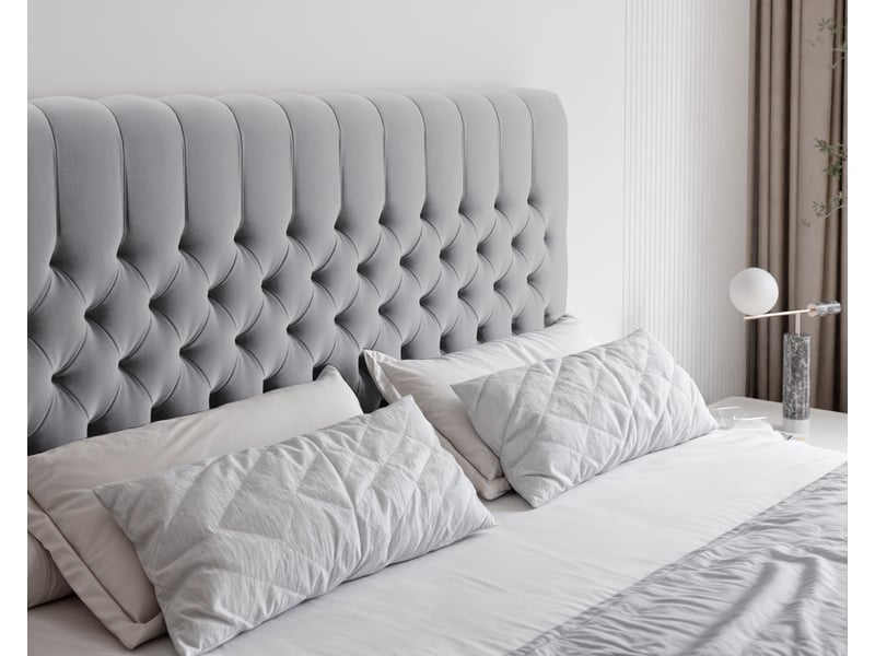  Lit adulte alba - 180x200 cm - matelas ressorts + surmatelas - coffre de rangement - velours dense hydrofuge gris clair ALBA - Conforama D