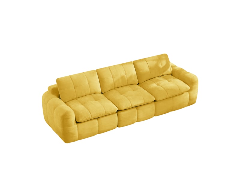  Canapé fixe, droit, modulaire, en tissu chenille, jaune 264x97x68cm - Conforama E