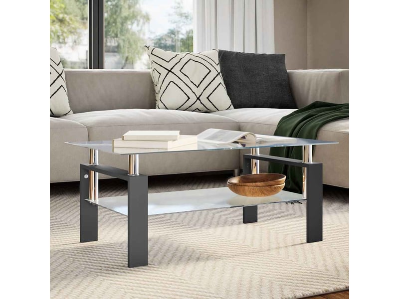  Table basse | table de salon noir et transparent 95x55x40 cm verre trempé  - Conforama B