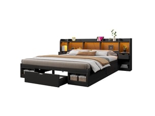 Lit avec rangement 180x200 cm WISHDOR   coloris noir