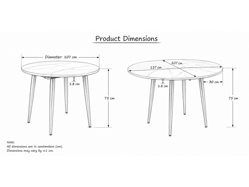  Table à manger ronde extensible ovale 107-137 cm diamètre table seule sans chaises  - Conforama C