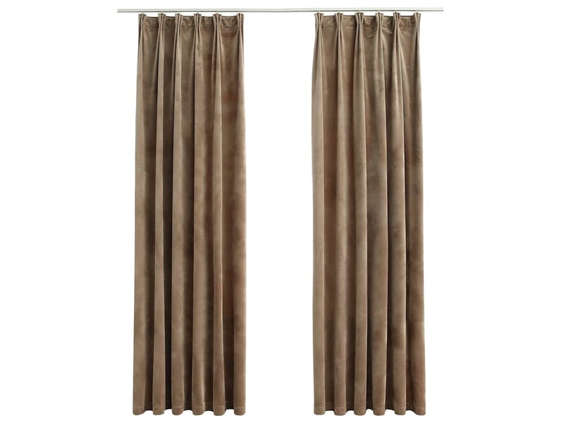  Lot de 2 rideaux occultants, rideaux black-out avec crochets velours beige 140x225 cm cf44893  - Conforama A