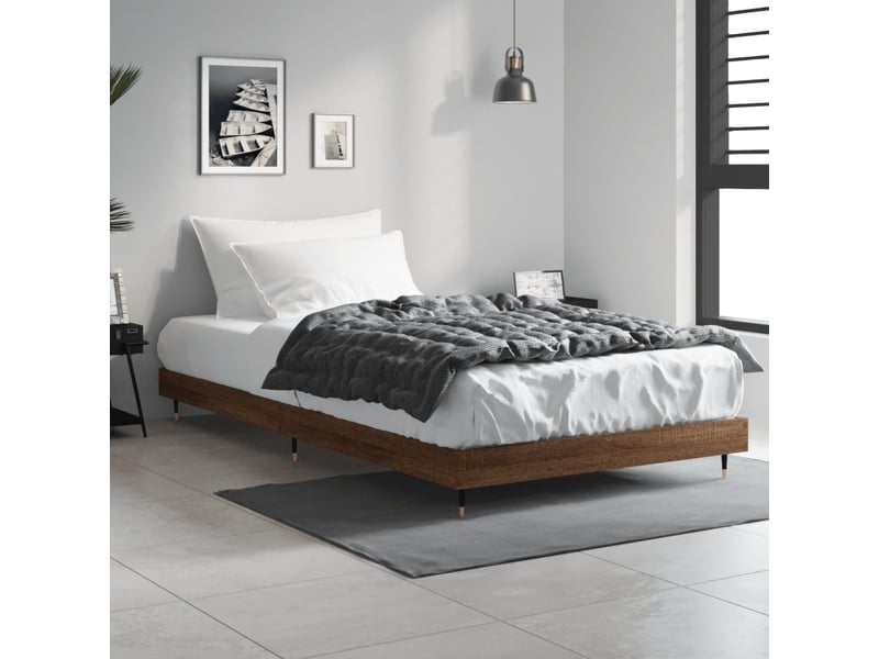  Lit simple- lit adulte -  cadre de lit sans matelas chêne marron 100x200 cm  - Conforama B