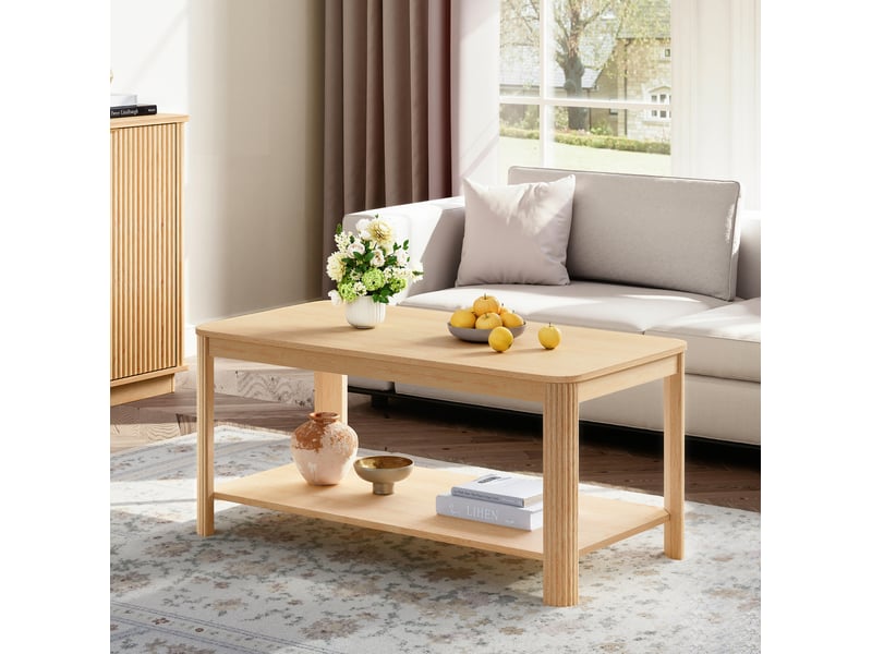  Table basse 100x50x45 cm en panneau de particules avec rangement ouvert naturel chicfurn  - Conforama C