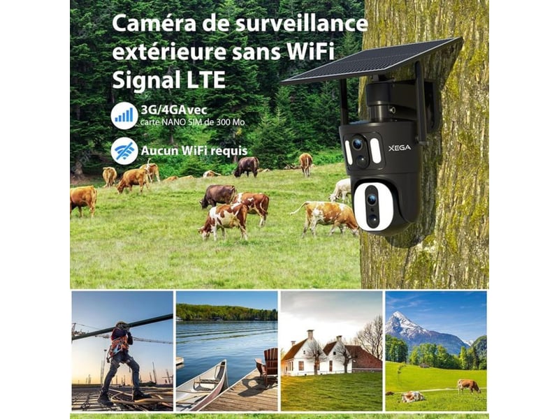  Camera surveillance exterieur 4g lte solaire ptz double objectif 1080p 355° 100° ip66 149519_AADKW53757_6_DROPFR - Conforama B