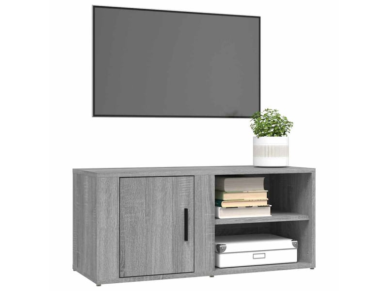  Lot de 2 meuble tv bas salon sonoma gris 80x31,5x36 cm bois d'ingénierie  - Conforama D