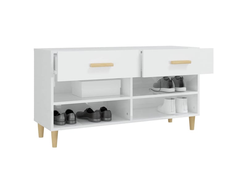  Meuble à chaussure, armoire à chaussure blanc brillant 102x35x55 cm bois ingénierie shl561  - Conforama E
