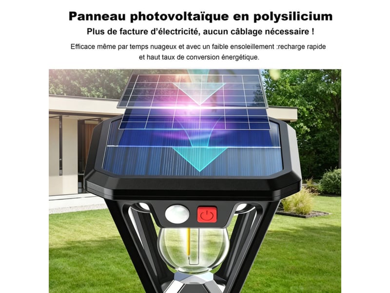  Eclairage jardin solaire 2 packs avec detecteur de mouvement ip65 3 modes 46 cm noir 413446_AAAIJ37465_6_DROPFR - Conforama E