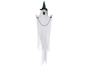 Décoration halloween animée avec mouvement, sons hurlants et activation au bruit en acier vert pour intérieur couvert
