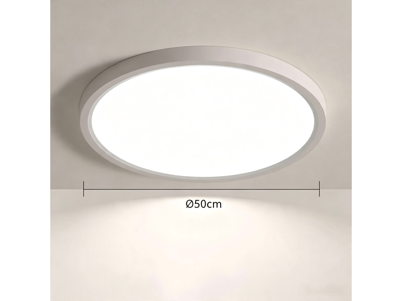  Plafonnier led rond ultra-plat 54 w, 4000 k, ø 50 cm, blanc  - Conforama C