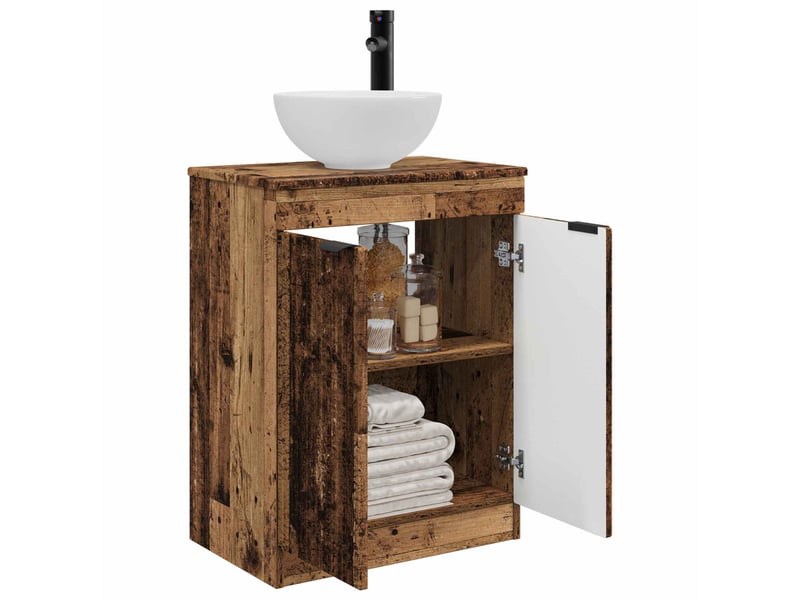 Meuble de salle de bain avec évier bois ancien 54x35x83 cm shl6076 - Conforama C
