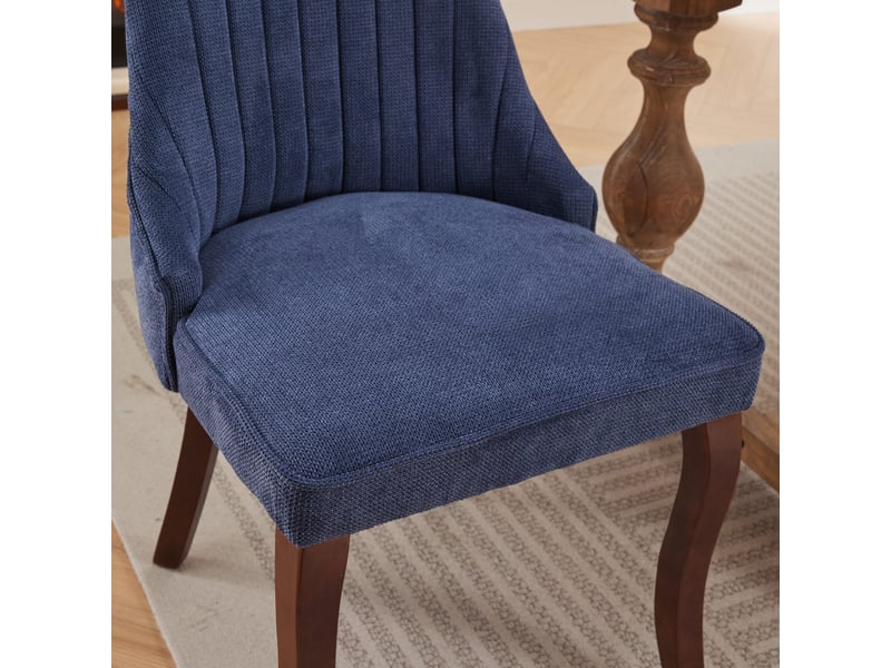  Lot de 2 chaises de salle à manger bleues, pieds en bois massif DE1847BL - Conforama D