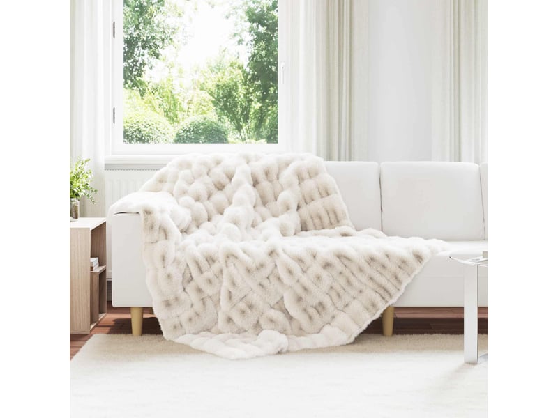  Couverture décorative, couverture antidérapante en fausse de lapin olite 4 pc blanc shl78  - Conforama B