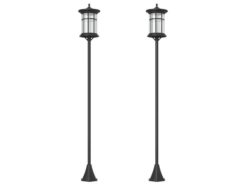  Lot de 2 lampes solaires d'extérieur avec panneau solaire, allumageextinction automatique et cadre en acier inoxydable étanche ip44, noir  - Conforama A