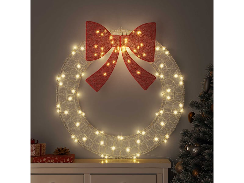  Couronne de noël, décoration de noël 80 led blanc chaud 92 x 92 x 9,5 cm acrylique cf61760  - Conforama B