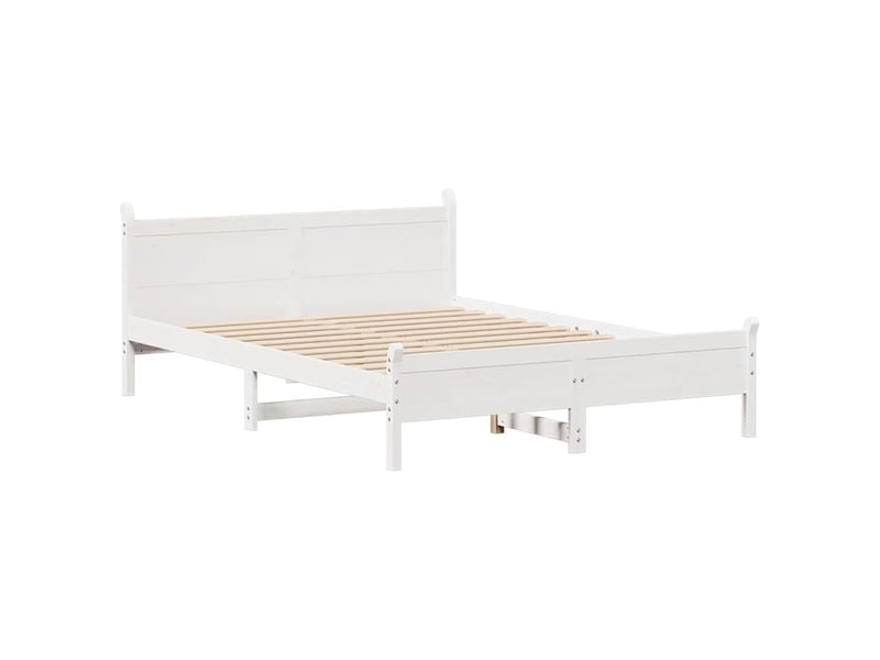  Lit double- lit adulte -  cadre de lit sans matelas blanc 135x190 cm bois de pin massif  - Conforama D