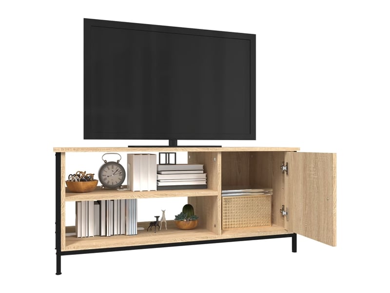  Meuble tv - banc tv - meuble de rangement chêne sonoma 100x40x45 cm bois d'ingénierie  - Conforama D