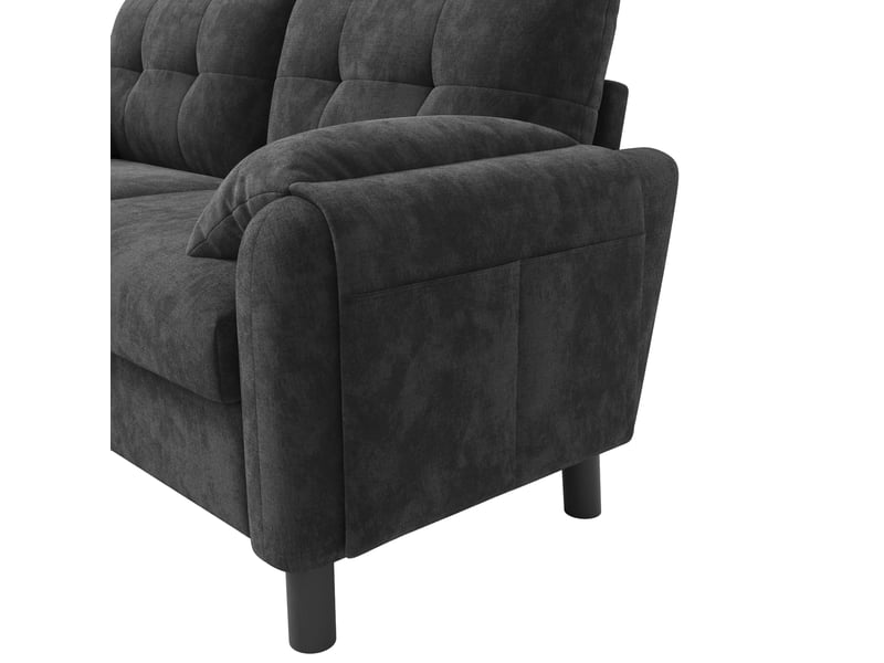  Canapé 2pl 158x80x88,5cm(lxlxh), style simple avec coussin d'assie confort, canapé de salon et chambre, tissu gris foncé  - Conforama W