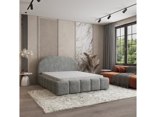 Lit coffre 200x200 cm <strong>MASSENO</strong>  <strong></strong> coloris gris