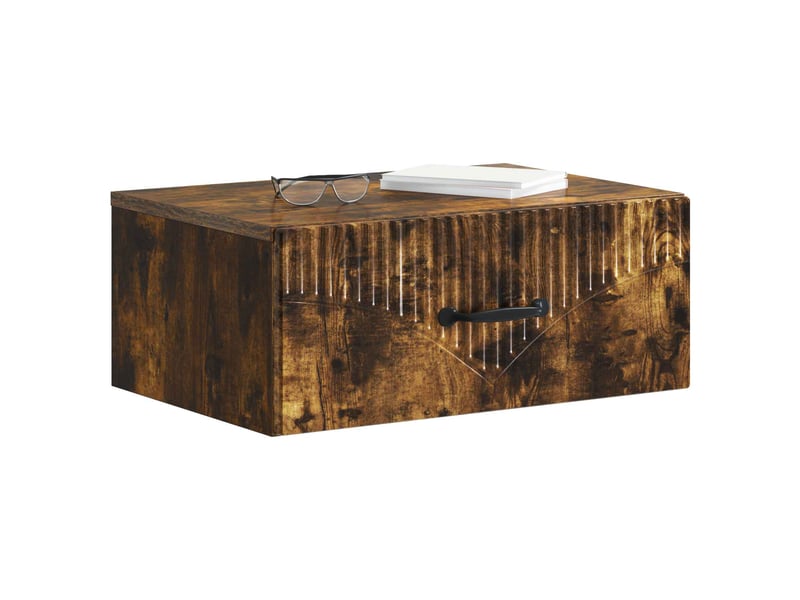 Table de chevet - cabinet de chevet - table de nuit mural chêne fumé 49 x 34,5 x 20 cm - Conforama B