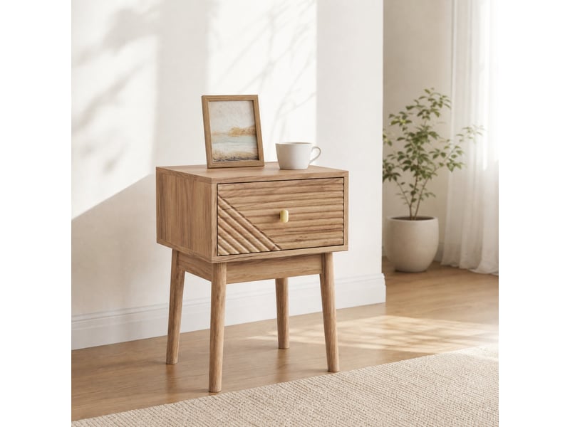  Table de chevet tcqpz lot de 2 40 x 40 x 55 cm 1 tiroir mdf et panneaux de particules chêne clair  - Conforama B